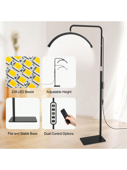 23'' LED Floor Light, Half Moon Lash Lighting: LED Lash Lamp for Eyelash - Adjustable Brightness Warm to Cool Esthetician Light for Lash Artist Tattoo-Black