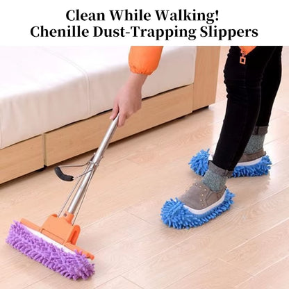 Dust Cleaner Grazing Slippers Chenille Dust Mop Slippers Lazy Shoes Cover Chenille Duster Cloth Bathroom Floor Cleaning Slipper
