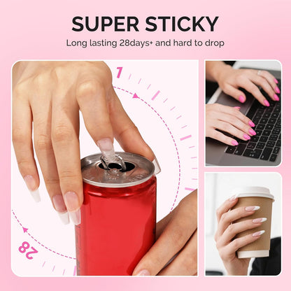 3Free 5 in 1 Nail Glue Gel for False Nail Tips, NO Hema HPMA TPO, Super Sticky and Strong Adhesion, Rhinestone, Blooming Gel, Base Coat, UV Lamp Curing Needed,2 Pcs 15Ml