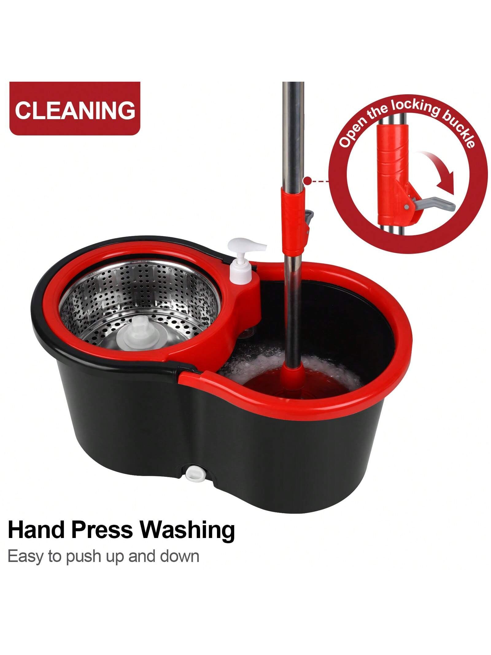 Spin Mop and Bucket with Wringer Set, 360° Spinning Mop and Bucket System with 3 Replacement Mop Heads