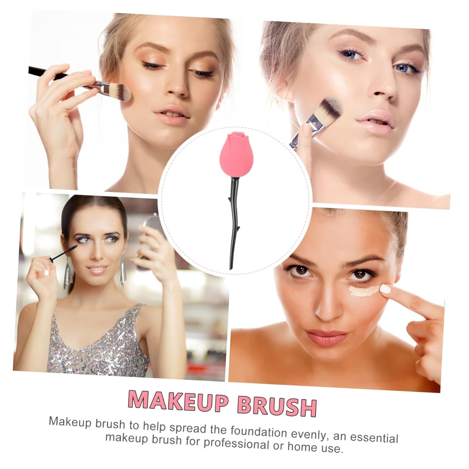 Rose Design Lidded Makeup Brush for Liquid Foundation Soft Bristles for Even Application Unique Beauty Tool for Makeup for Contouring and Decoration