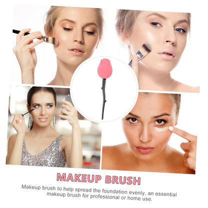 Rose Design Lidded Makeup Brush for Liquid Foundation Soft Bristles for Even Application Unique Beauty Tool for Makeup for Contouring and Decoration