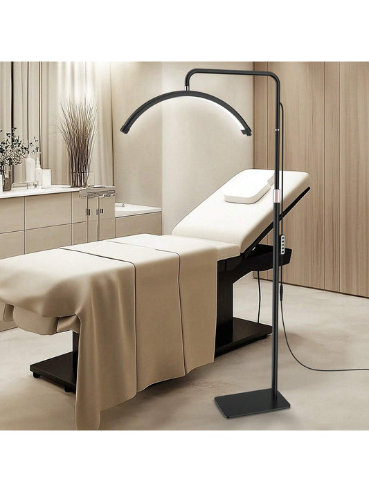 23'' LED Floor Light, Half Moon Lash Lighting: LED Lash Lamp for Eyelash - Adjustable Brightness Warm to Cool Esthetician Light for Lash Artist Tattoo-Black
