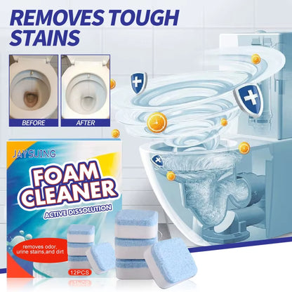 12Pcs/Box Toilet Foam Cleaner Effectively Remove Yellow Dirt Odors Multifunctional Toilet Cleaning Agent