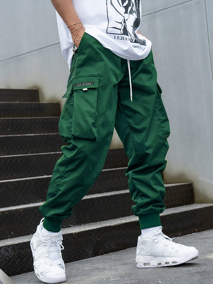 Manfinity Hypemode Men Letter Graphic Flap Pocket Drawstring Waist Cargo Pants