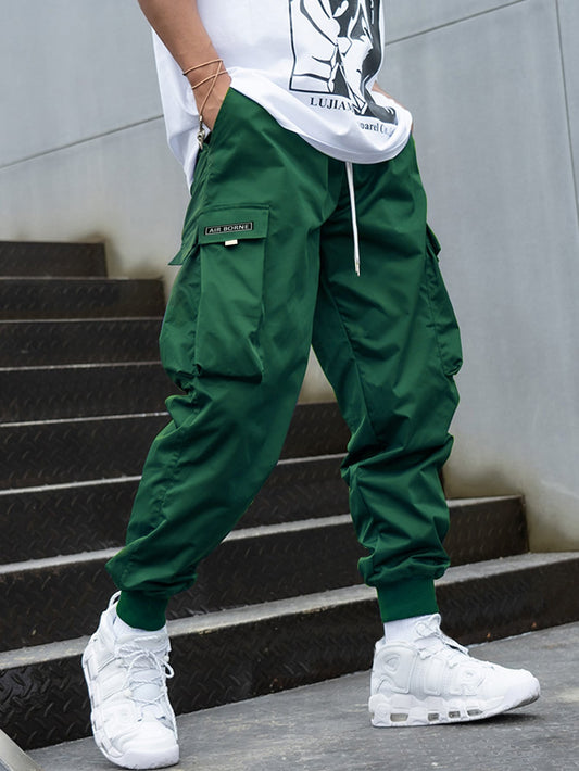 Manfinity Hypemode Men Letter Graphic Flap Pocket Drawstring Waist Cargo Pants