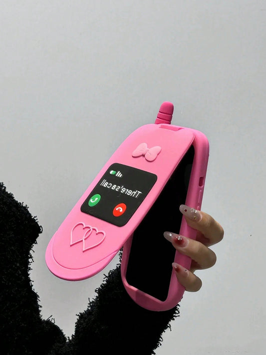 Valentines Cute Cartoon Flip Mirror Vintage Phone Case Compatible with Iphone 15, Compatible with Iphone 14/13 Pro Max/12/11, Silicone Material, Internal Mirror (Please Remove the Protective Film before Use) Waterproof Shockproof Anti-Fall Scratch Resistant