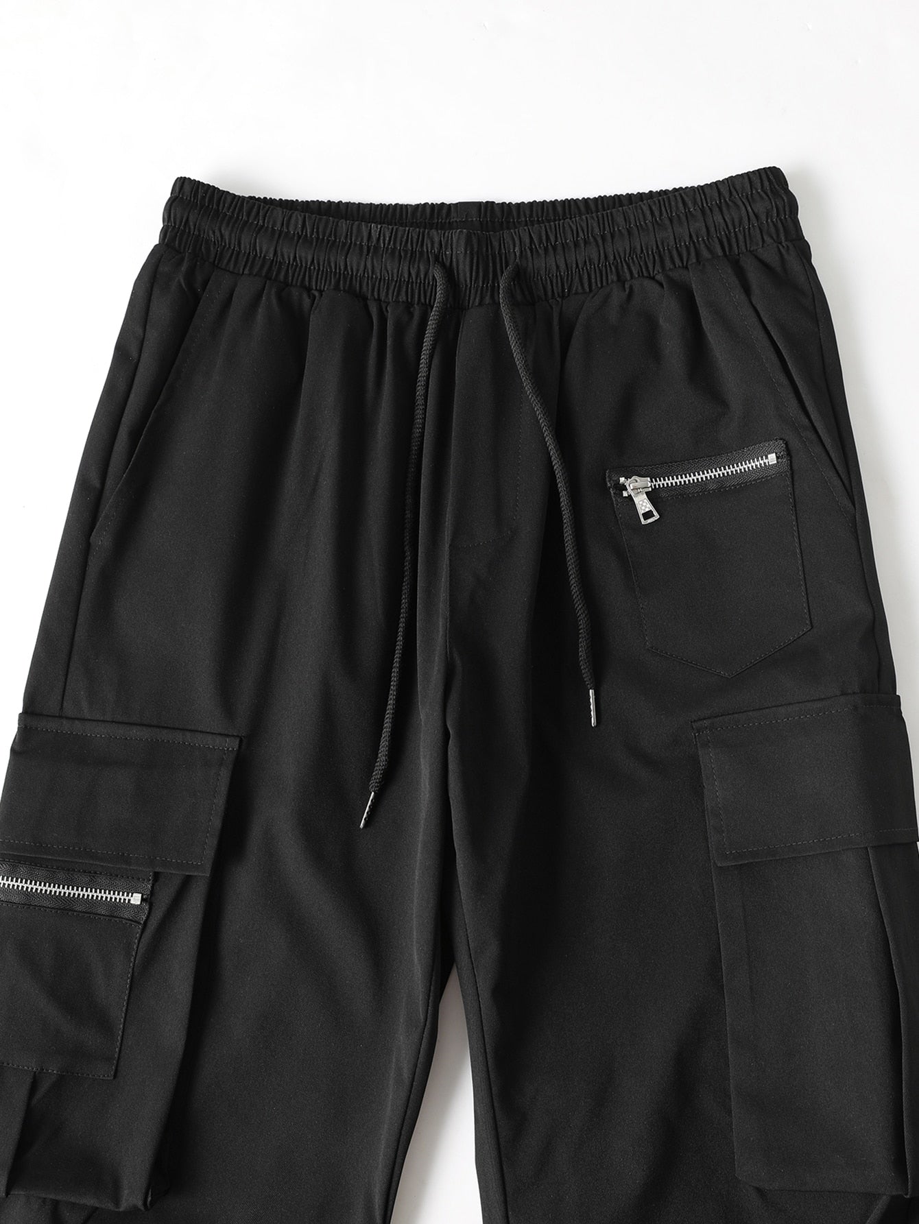 Claim Dot Men Casual Solid Drawstring Waist Cargo Pants