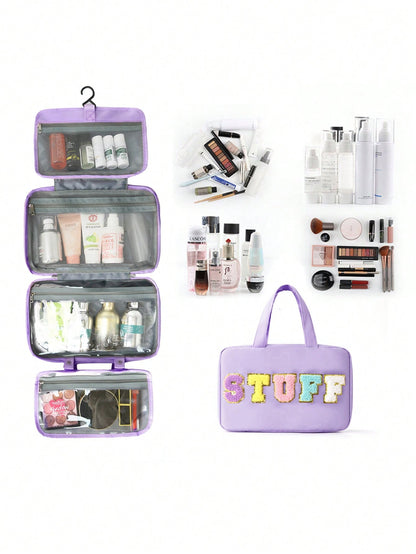 Large Hanging Hook Toiletry Bag Waterproof Folding Handbag Travel Makeup Cosmetic Razor Storage Bag for Women Makeup Bag School Supplies School Stuff for College Dorm for Studenttravel Essentials Vacation Summer Holiday Back to School Bag for School Wash Bag Travel