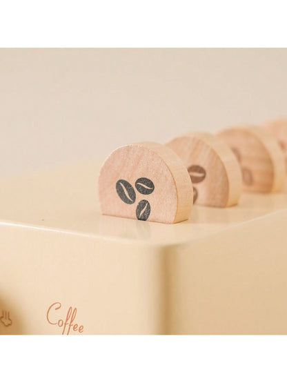 10Pc Baby Coffee Machine Toy Set Wooden Kitchen Supplies Coffee Machine Model Children Play Simulation Coffee Cake Pretend Toys