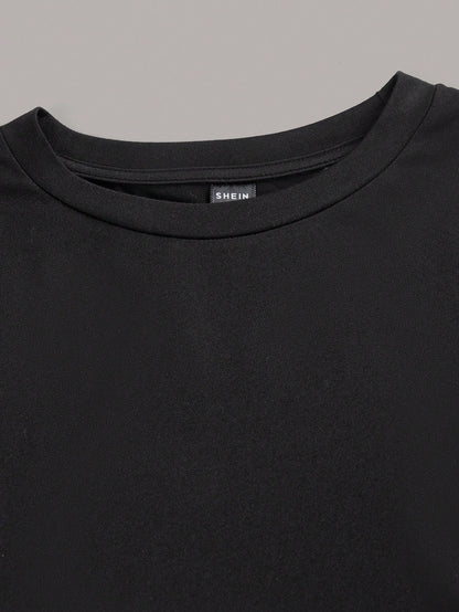 SHEIN Ezwear 3Pcs/Set Casual Minimalist Crew Neck Long Sleeve Cropped Fitted Women T-Shirts, Suitable for Spring & Autumn