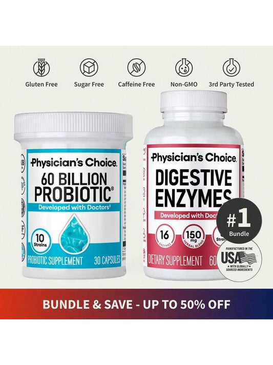 Physician'S Choice Physician'S Choice Hack Your Tummy Bundle: Digestive Enzymes & 60 Billion Probiotic - Digestion, Immune, Bloating Support, Gut Health