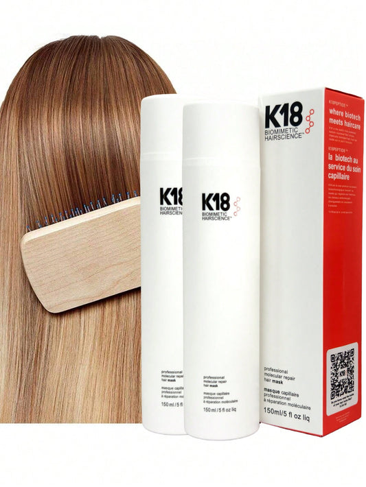 1Pc 150Ml K18 Hair Mask,K18 No-Rinse Molecular Hair Mask, Repairs Dry or Damaged Hair, Reverses Hair Damage Caused by Bleaching, Dyeing, Chemical Treatments and Heating