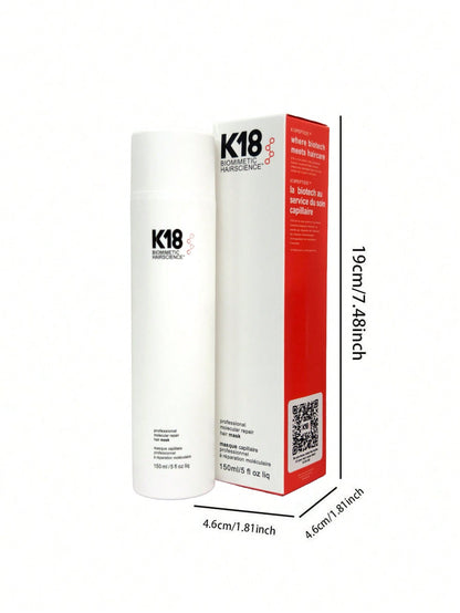 1Pc 150Ml K18 Hair Mask,K18 No-Rinse Molecular Hair Mask, Repairs Dry or Damaged Hair, Reverses Hair Damage Caused by Bleaching, Dyeing, Chemical Treatments and Heating