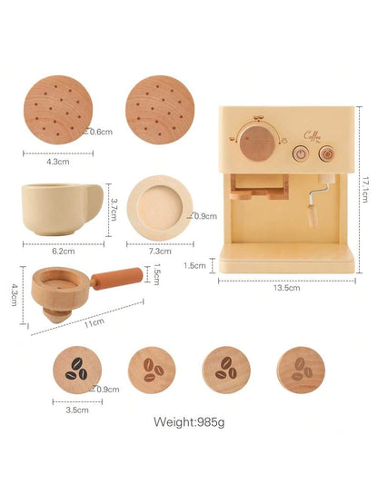 10Pc Baby Coffee Machine Toy Set Wooden Kitchen Supplies Coffee Machine Model Children Play Simulation Coffee Cake Pretend Toys