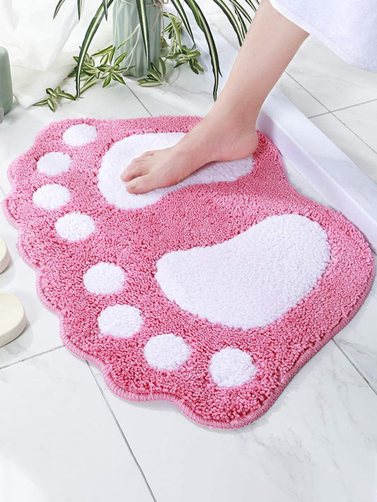1Pc Footprint Design Door Mat, Cartoon Polyester Anti-Slip Indoor Outdoor Rug for Home, All Season Home Bathroom Decor Floor Carpet Outdoor Rug Door Mat Fall Decor Bathroom Accessories Back to School Entryway Decor