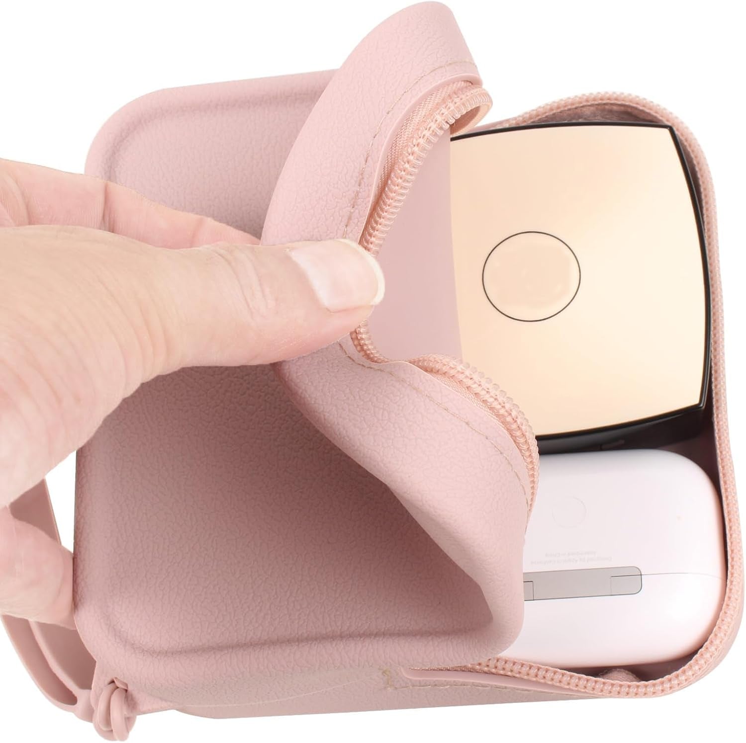 Silicone Small Makeup Bag Pouch for Purse, Small Cosmetic Travel Bag Zipper Pouch Waterproof Mini Coin Purse Portable Makeup Storage Bag Travel Toiletry Organizers for Women Girls (Purple Pink)
