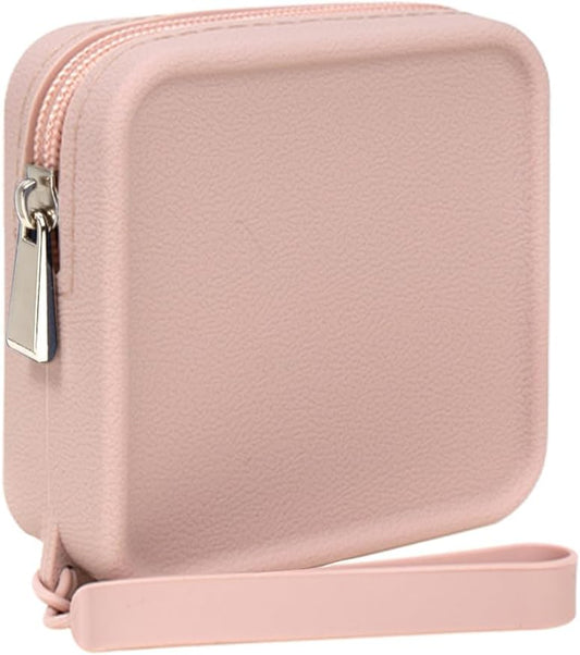 Silicone Small Makeup Bag Pouch for Purse, Small Cosmetic Travel Bag Zipper Pouch Waterproof Mini Coin Purse Portable Makeup Storage Bag Travel Toiletry Organizers for Women Girls (Purple Pink)