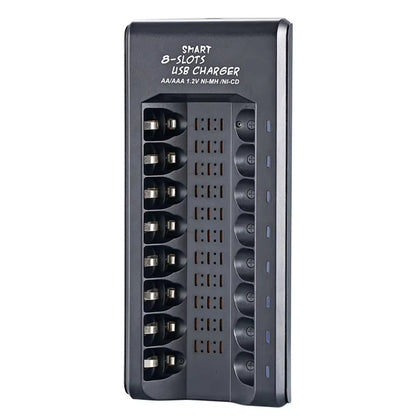 Rechargeable Battery Charger USB Output 8 Slots Fast Charging Short Circuit Protection for 1.2V Nimh AAA/AA Batteries Charger