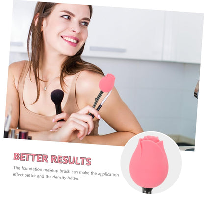 Rose Design Lidded Makeup Brush for Liquid Foundation Soft Bristles for Even Application Unique Beauty Tool for Makeup for Contouring and Decoration