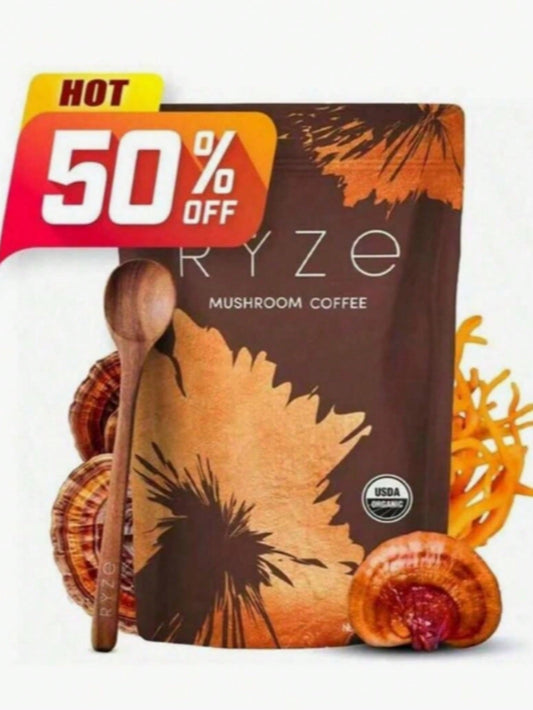 RYZE SUPERFOODS RYZE Mushroom Coffee USDA Organic with 6 Adaptogenic Mushrooms and MCT Oil, USA Grown Instant Coffee, Energy, Focus, Digestion, Immunity, Cordyceps, Lion'S Mane, Turkey Tail, 30 Servings