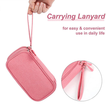 Electronic Organizer Small Travel Cable Organizer Bag Pouch Waterproof Electronic Accessories Storage Bag for Cable, Cord, Charger, Phone, Earphone (Pink)