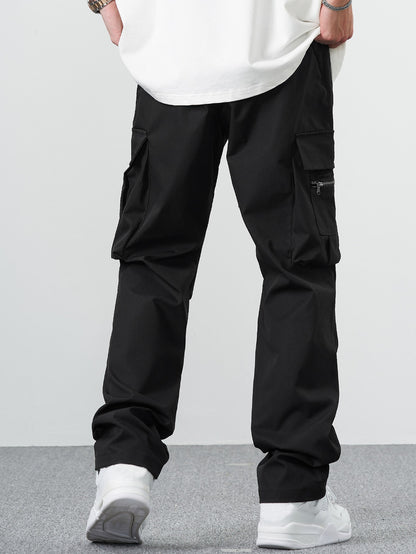 Claim Dot Men Casual Solid Drawstring Waist Cargo Pants
